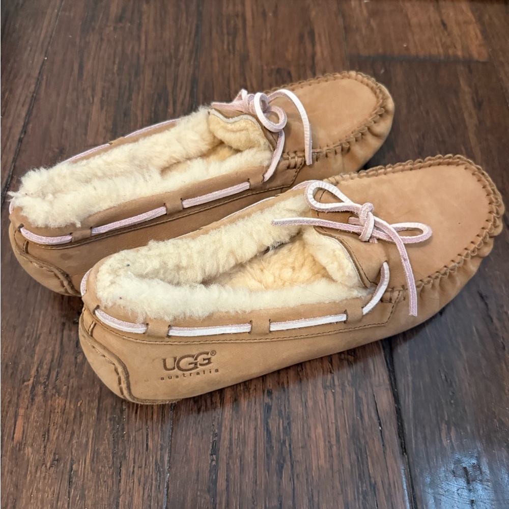 UGG Chestnut Moccasin Slippers with Cream Lining